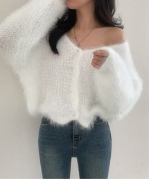 CHUL（チュル）の「シャギーニット Vネックカーディガン（カーディガン/ボレロ）」