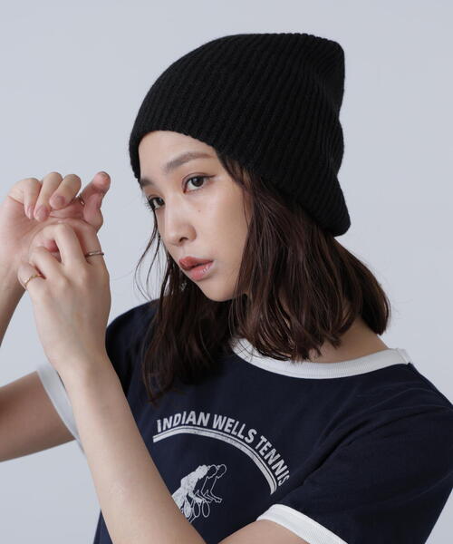 FREE'S MART（フリーズマート）の「◆シンプルビッグビーニー（ニットキャップ/ビーニー・レディース・グレー/ブラック/ブラウン・ﾌﾘ-）」の4枚目の写真