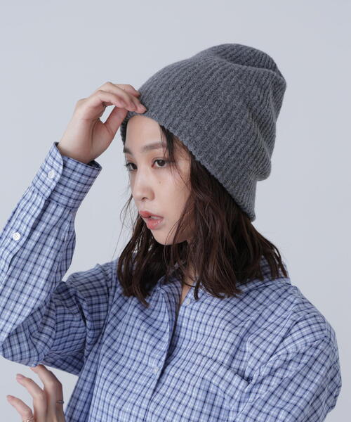 FREE'S MART（フリーズマート）の「◆シンプルビッグビーニー（ニットキャップ/ビーニー・レディース・グレー/ブラック/ブラウン・ﾌﾘ-）」の6枚目の写真