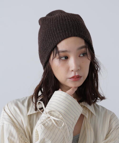 FREE'S MART（フリーズマート）の「◆シンプルビッグビーニー（ニットキャップ/ビーニー・レディース・グレー/ブラック/ブラウン・ﾌﾘ-）」の3枚目の写真
