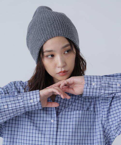 FREE'S MART（フリーズマート）の「◆シンプルビッグビーニー（ニットキャップ/ビーニー・レディース・グレー/ブラック/ブラウン・ﾌﾘ-）」の2枚目の写真