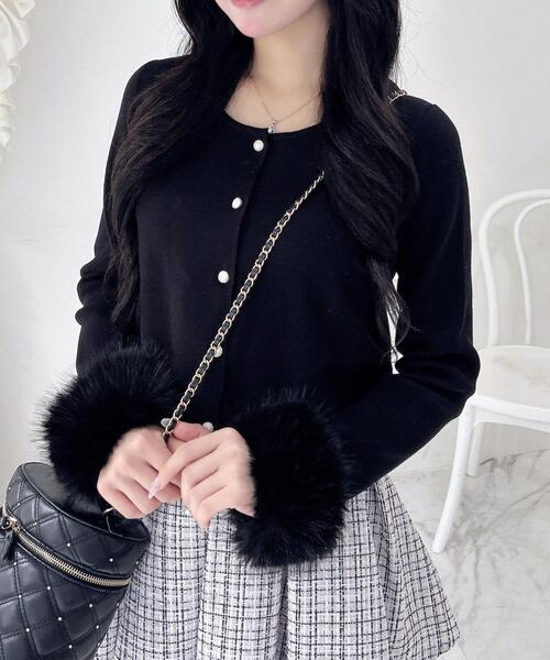 INGNI（イング）の「【WEB限定】袖口エコファーニットカーディガン（カーディガン/ボレロ・レディース・ピンク/ブラック/アイボリー・M）」の22枚目の写真