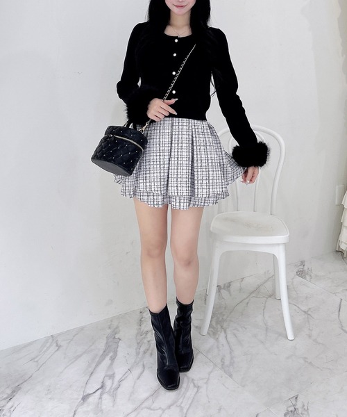 INGNI（イング）の「【WEB限定】袖口エコファーニットカーディガン（カーディガン/ボレロ・レディース・ピンク/ブラック/アイボリー・M）」の14枚目の写真