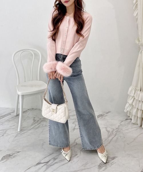 INGNI（イング）の「【WEB限定】袖口エコファーニットカーディガン（カーディガン/ボレロ・レディース・ピンク/ブラック/アイボリー・M）」の20枚目の写真