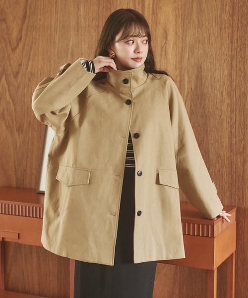 LAULEN(ローレン)の「stand collar medium coat /スタンドカラーミディアムコート(ステンカラーコート・レディース・ブラック/ブラウン/ベージュ・FREE)」の4枚目の写真