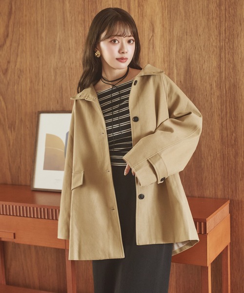 LAULEN(ローレン)の「stand collar medium coat /スタンドカラーミディアムコート(ステンカラーコート・レディース・ブラック/ブラウン/ベージュ・FREE)」の6枚目の写真