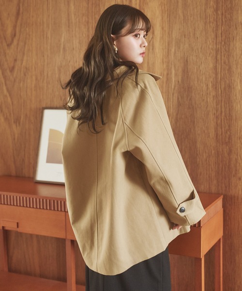 LAULEN(ローレン)の「stand collar medium coat /スタンドカラーミディアムコート(ステンカラーコート・レディース・ブラック/ブラウン/ベージュ・FREE)」の7枚目の写真