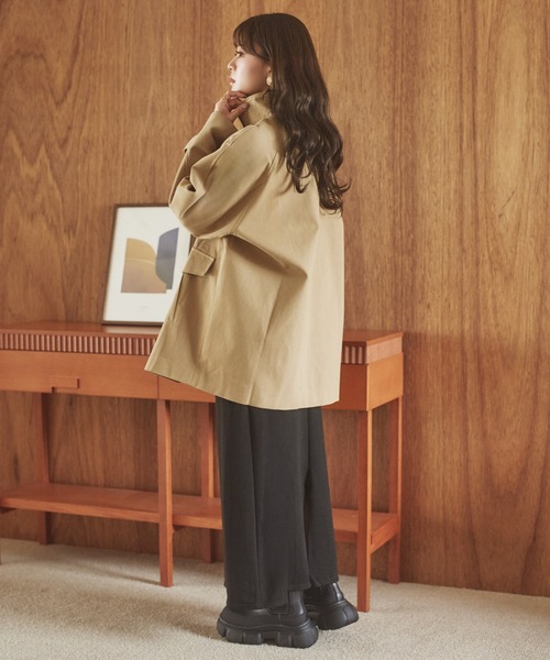 LAULEN(ローレン)の「stand collar medium coat /スタンドカラーミディアムコート(ステンカラーコート・レディース・ブラック/ブラウン/ベージュ・FREE)」の13枚目の写真