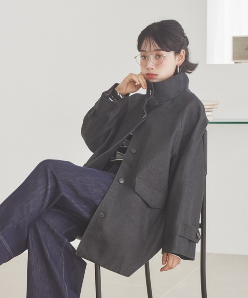 LAULEN(ローレン)の「stand collar medium coat /スタンドカラーミディアムコート(ステンカラーコート・レディース・ブラック/ブラウン/ベージュ・FREE)」の15枚目の写真