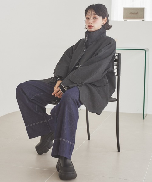 LAULEN(ローレン)の「stand collar medium coat /スタンドカラーミディアムコート(ステンカラーコート・レディース・ブラック/ブラウン/ベージュ・FREE)」の16枚目の写真