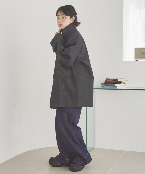 LAULEN(ローレン)の「stand collar medium coat /スタンドカラーミディアムコート(ステンカラーコート・レディース・ブラック/ブラウン/ベージュ・FREE)」の18枚目の写真