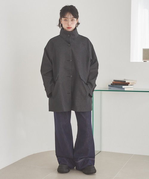 LAULEN(ローレン)の「stand collar medium coat /スタンドカラーミディアムコート(ステンカラーコート・レディース・ブラック/ブラウン/ベージュ・FREE)」の20枚目の写真