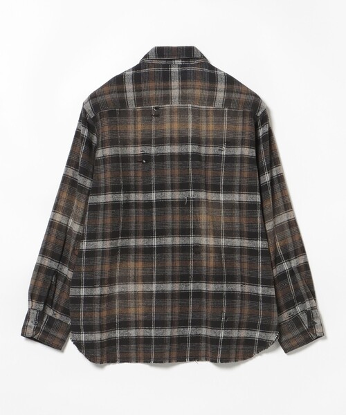 BEAMS HEART（ビームスハート）の「フェード ダメージ ネルシャツ【ユニセックス】（シャツ/ブラウス・メンズ・ブラウン/ブラック・SMALL/MEDIUM/LARGE）」の14枚目の写真