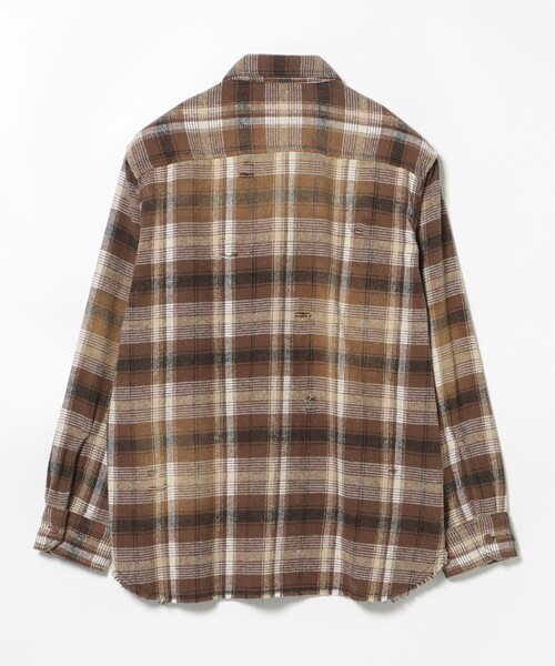 BEAMS HEART（ビームスハート）の「フェード ダメージ ネルシャツ【ユニセックス】（シャツ/ブラウス・メンズ・ブラウン/ブラック・SMALL/MEDIUM/LARGE）」の19枚目の写真