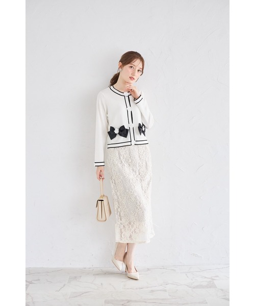 tocco closet(トッコ クローゼット)の「ライン刺繍入りレースタイトスカート(スカート・レディース・モカ/オフホワイト・M)」の14枚目の写真