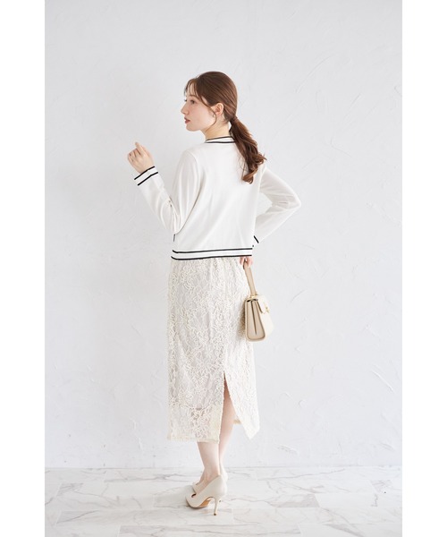 tocco closet(トッコ クローゼット)の「ライン刺繍入りレースタイトスカート(スカート・レディース・モカ/オフホワイト・M)」の15枚目の写真