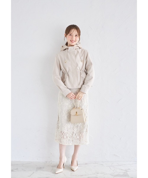 tocco closet(トッコ クローゼット)の「ライン刺繍入りレースタイトスカート(スカート・レディース・モカ/オフホワイト・M)」の10枚目の写真