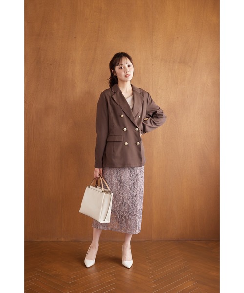 tocco closet(トッコ クローゼット)の「ライン刺繍入りレースタイトスカート(スカート・レディース・モカ/オフホワイト・M)」の16枚目の写真