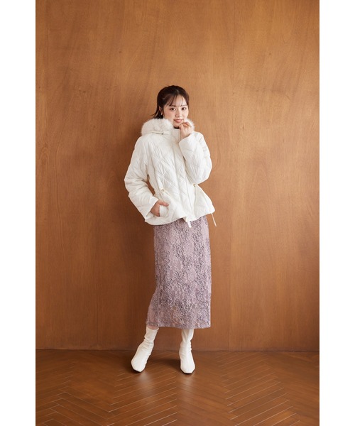tocco closet(トッコ クローゼット)の「ライン刺繍入りレースタイトスカート(スカート・レディース・モカ/オフホワイト・M)」の17枚目の写真