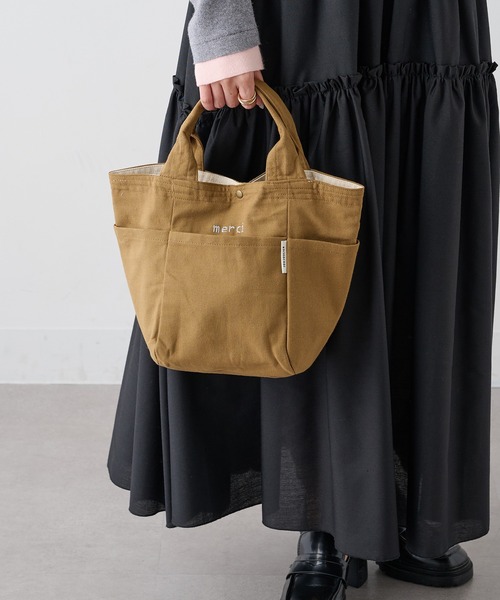 SETUP7（セットアップセブン）の「【SETUP7】ロゴ刺繍ランチトート GLR（トートバッグ・レディース・バーガンディー/ライトグレー/カーキ/チャコールグレー/オフホワイト・FREE）」の13枚目の写真