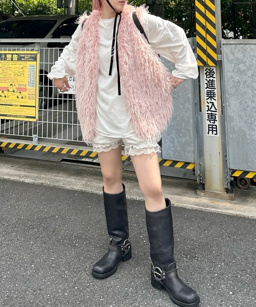Alley Tokyo(アリートーキョー)の「ふさふさベスト(その他アウター・レディース・ピンク/オフホワイト・FREE)」の19枚目の写真
