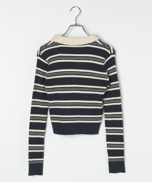 3.3 Field Trip （3.3フィールドトリップ）の「3.3 Field Trip／ダブルボーダー長袖ニット（ニット/セーター・レディース・ネイビー/ボルドー・FREE）」の14枚目の写真