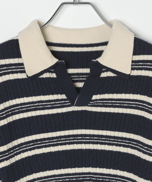 3.3 Field Trip （3.3フィールドトリップ）の「3.3 Field Trip／ダブルボーダー長袖ニット（ニット/セーター・レディース・ネイビー/ボルドー・FREE）」の15枚目の写真