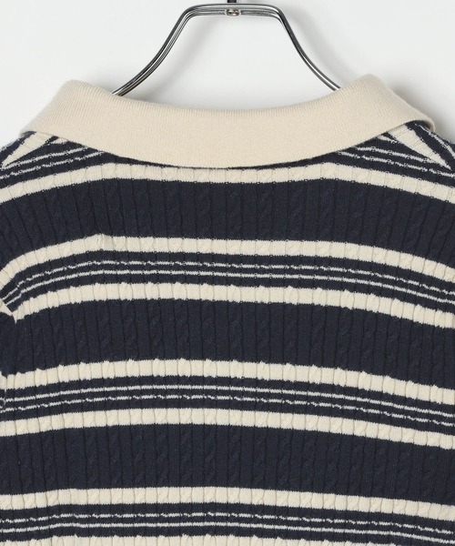 3.3 Field Trip （3.3フィールドトリップ）の「3.3 Field Trip／ダブルボーダー長袖ニット（ニット/セーター・レディース・ネイビー/ボルドー・FREE）」の16枚目の写真