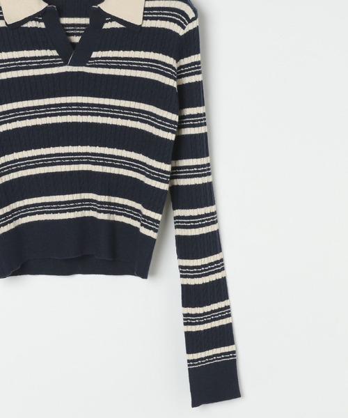 3.3 Field Trip （3.3フィールドトリップ）の「3.3 Field Trip／ダブルボーダー長袖ニット（ニット/セーター・レディース・ネイビー/ボルドー・FREE）」の17枚目の写真