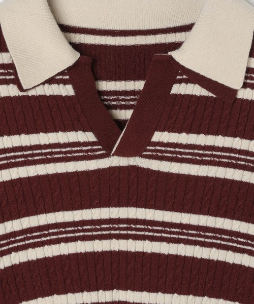 3.3 Field Trip （3.3フィールドトリップ）の「3.3 Field Trip／ダブルボーダー長袖ニット（ニット/セーター・レディース・ネイビー/ボルドー・FREE）」の20枚目の写真