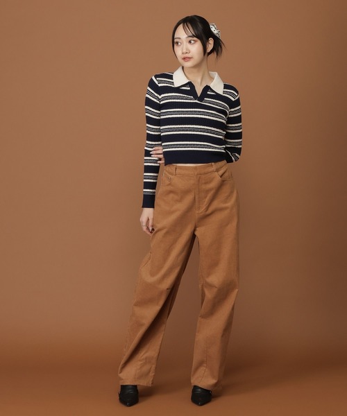 3.3 Field Trip （3.3フィールドトリップ）の「3.3 Field Trip／ダブルボーダー長袖ニット（ニット/セーター・レディース・ネイビー/ボルドー・FREE）」の21枚目の写真