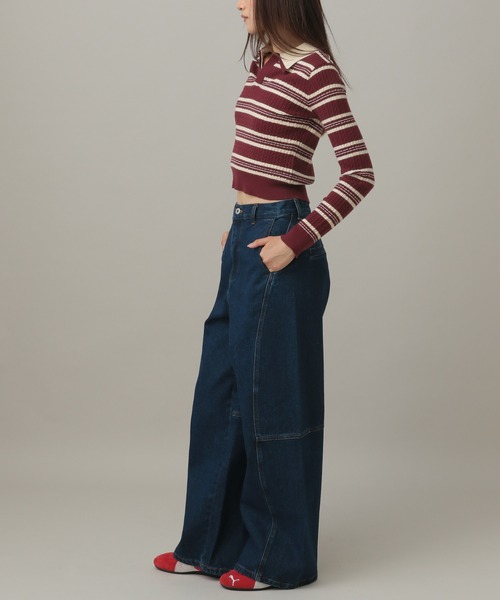 3.3 Field Trip （3.3フィールドトリップ）の「3.3 Field Trip／ダブルボーダー長袖ニット（ニット/セーター・レディース・ネイビー/ボルドー・FREE）」の12枚目の写真