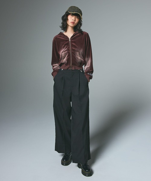 FADED VELOUR COMPACT ZIP UP HOODIE（パーカー）｜X-girl（エックス