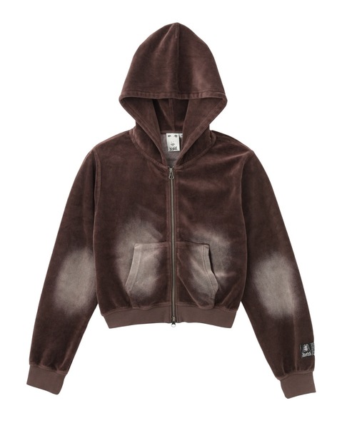 FADED VELOUR COMPACT ZIP UP HOODIE（パーカー）｜X-girl（エックス