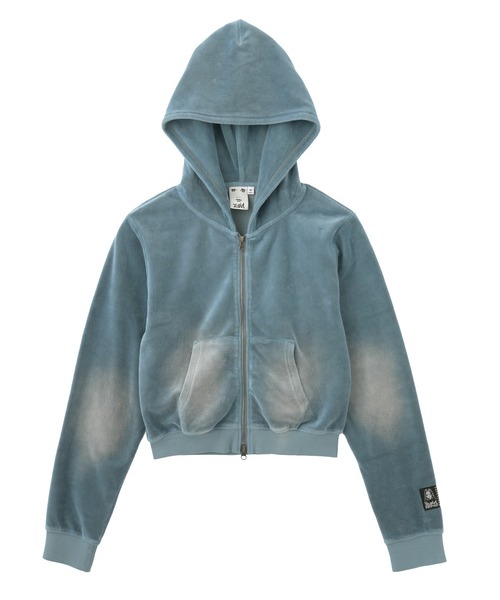 FADED VELOUR COMPACT ZIP UP HOODIE（パーカー）｜X-girl（エックス