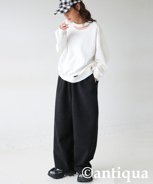 antiqua(アンティカ)の「プードルパンツ(その他パンツ・レディース・ブラック/グレー・P/R)」の6枚目の写真
