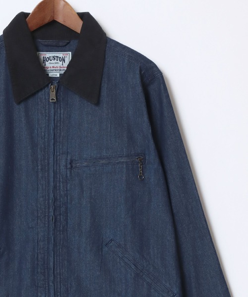 セール】HOUSTON/ヒューストン Denim Zip Work Jacket/オーバーサイズ