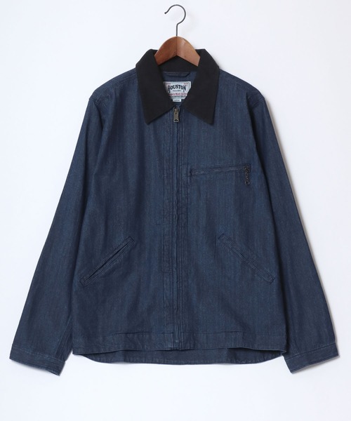 HOUSTON(ヒューストン)の「HOUSTON/ヒューストン Denim Zip Work Jacket/オーバーサイズ デニム 襟コーデュロイ ワークジャケット/ハンティングジャケット/ブルゾン/レディース メンズ(デニムジャケット・メンズ・ワンウォッシュ/ライトインディゴブルー/インディゴブルー・M/L/XL)」の8枚目の写真