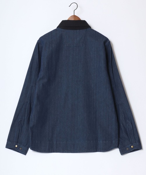 HOUSTON(ヒューストン)の「HOUSTON/ヒューストン Denim Zip Work Jacket/オーバーサイズ デニム 襟コーデュロイ ワークジャケット/ハンティングジャケット/ブルゾン/レディース メンズ(デニムジャケット・メンズ・ワンウォッシュ/ライトインディゴブルー/インディゴブルー・M/L/XL)」の9枚目の写真