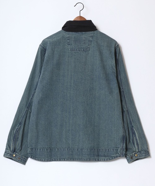 HOUSTON(ヒューストン)の「HOUSTON/ヒューストン Denim Zip Work Jacket/オーバーサイズ デニム 襟コーデュロイ ワークジャケット/ハンティングジャケット/ブルゾン/レディース メンズ(デニムジャケット・メンズ・ワンウォッシュ/ライトインディゴブルー/インディゴブルー・M/L/XL)」の7枚目の写真
