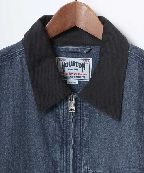 HOUSTON(ヒューストン)の「HOUSTON/ヒューストン Denim Zip Work Jacket/オーバーサイズ デニム 襟コーデュロイ ワークジャケット/ハンティングジャケット/ブルゾン/レディース メンズ(デニムジャケット・メンズ・ワンウォッシュ/ライトインディゴブルー/インディゴブルー・M/L/XL)」の13枚目の写真