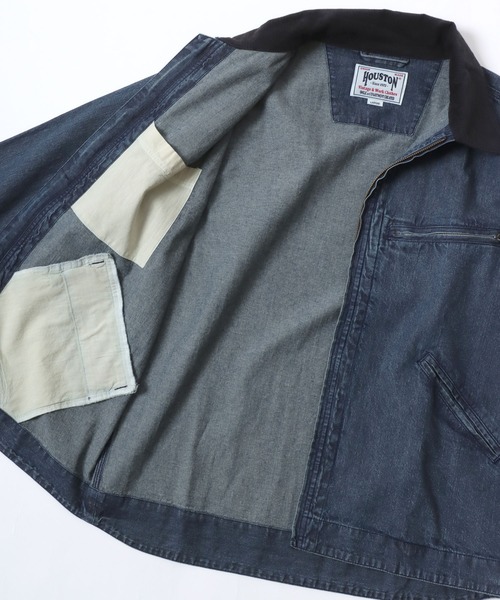 HOUSTON(ヒューストン)の「HOUSTON/ヒューストン Denim Zip Work Jacket/オーバーサイズ デニム 襟コーデュロイ ワークジャケット/ハンティングジャケット/ブルゾン/レディース メンズ(デニムジャケット・メンズ・ワンウォッシュ/ライトインディゴブルー/インディゴブルー・M/L/XL)」の20枚目の写真