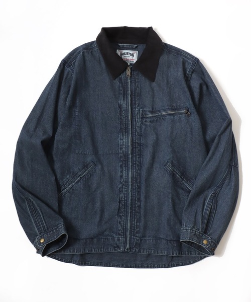 HOUSTON(ヒューストン)の「HOUSTON/ヒューストン Denim Zip Work Jacket/オーバーサイズ デニム 襟コーデュロイ ワークジャケット/ハンティングジャケット/ブルゾン/レディース メンズ(デニムジャケット・メンズ・ワンウォッシュ/ライトインディゴブルー/インディゴブルー・M/L/XL)」の10枚目の写真