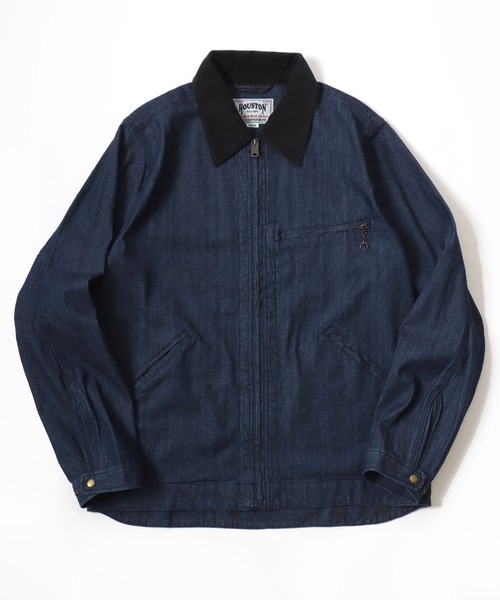 セール】HOUSTON/ヒューストン Denim Zip Work Jacket/オーバーサイズ