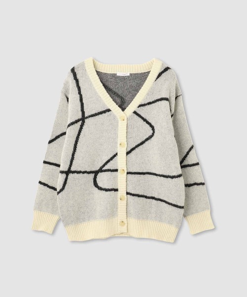 NAVY(ネイビー)の「総柄 もちりニットカーディガン(カーディガン/ボレロ・レディース・ブラウン/ホワイト/ダークグレー/ブラック・L/M)」の18枚目の写真