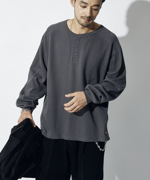 RED KAP（レッドキャップ）の「RED KAP/レッドキャップ 別注 サーマル ヘンリーネック ロングスリーブ Tシャツ（Tシャツ/カットソー・メンズ・チャコールグレー/ブラック/ホワイト/オリーブ・MEDIUM/SMALL/LARGE）」の22枚目の写真