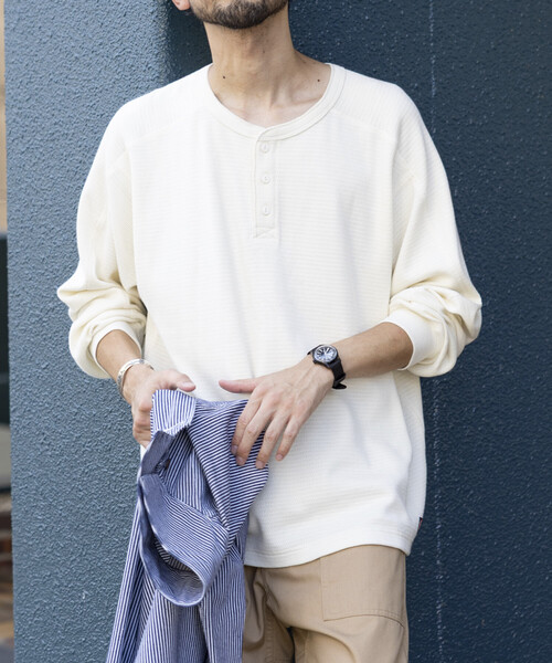 RED KAP（レッドキャップ）の「RED KAP/レッドキャップ 別注 サーマル ヘンリーネック ロングスリーブ Tシャツ（Tシャツ/カットソー・メンズ・チャコールグレー/ブラック/ホワイト/オリーブ・MEDIUM/SMALL/LARGE）」の9枚目の写真