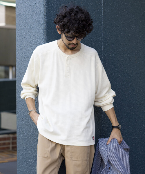 RED KAP（レッドキャップ）の「RED KAP/レッドキャップ 別注 サーマル ヘンリーネック ロングスリーブ Tシャツ（Tシャツ/カットソー・メンズ・チャコールグレー/ブラック/ホワイト/オリーブ・MEDIUM/SMALL/LARGE）」の10枚目の写真