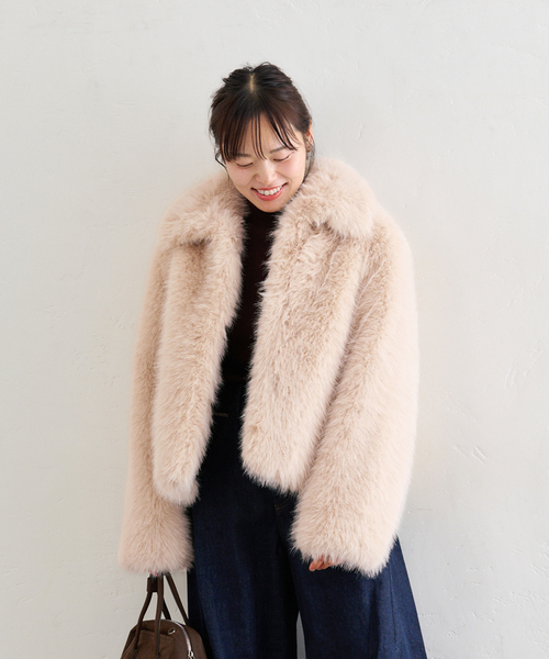 U by SPICK&SPAN(ユーバイスピックアンドスパン)の「HAVELESS/ハブレス HAILEE FAIUX FUR JACKET(その他アウター・レディース・ベージュ系その他・SMALL)」の2枚目の写真