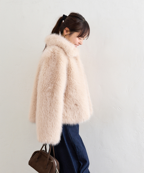 U by SPICK&SPAN(ユーバイスピックアンドスパン)の「HAVELESS/ハブレス HAILEE FAIUX FUR JACKET(その他アウター・レディース・ベージュ系その他・SMALL)」の3枚目の写真